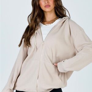 Princess Polly oversized waffle knit zip up hoodie